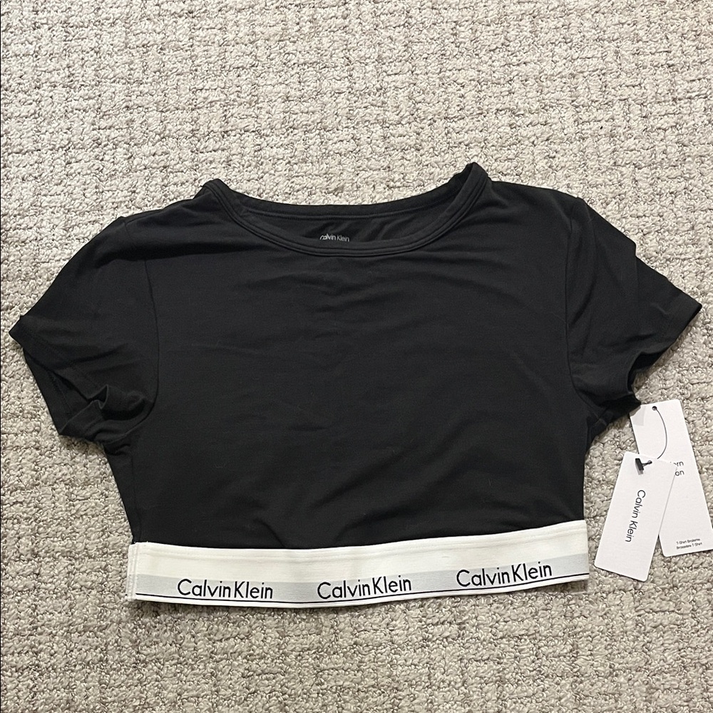 Calvin Klein Black and White Logo Crop Top